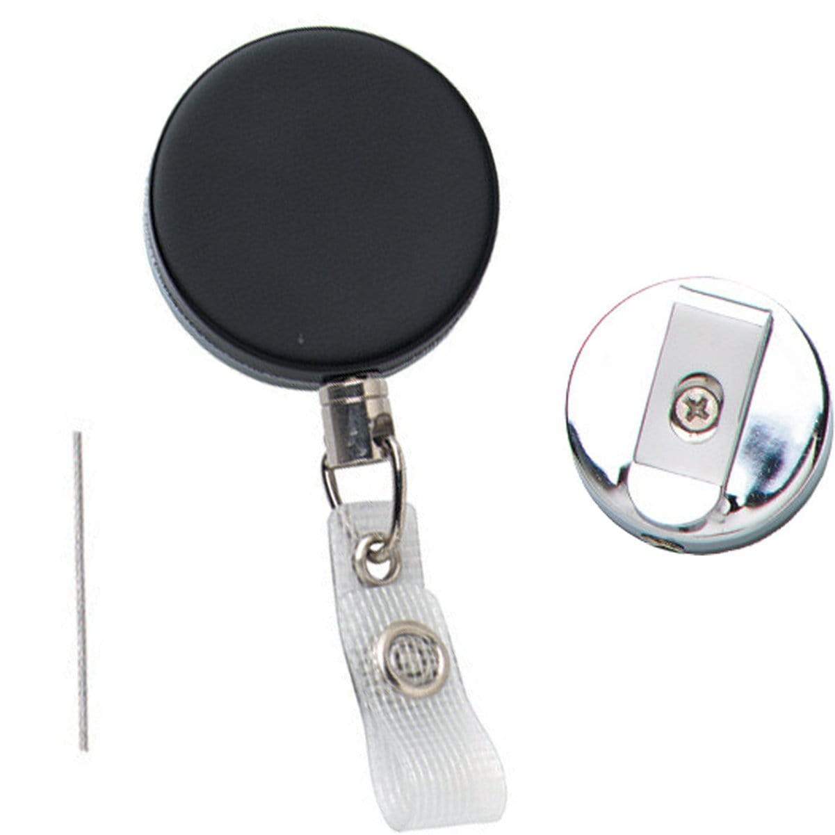 Black Retractable Badge Reel with Lanyard Attachment On Top (Attaches to Your Favorite Lanyard) by Specialist ID