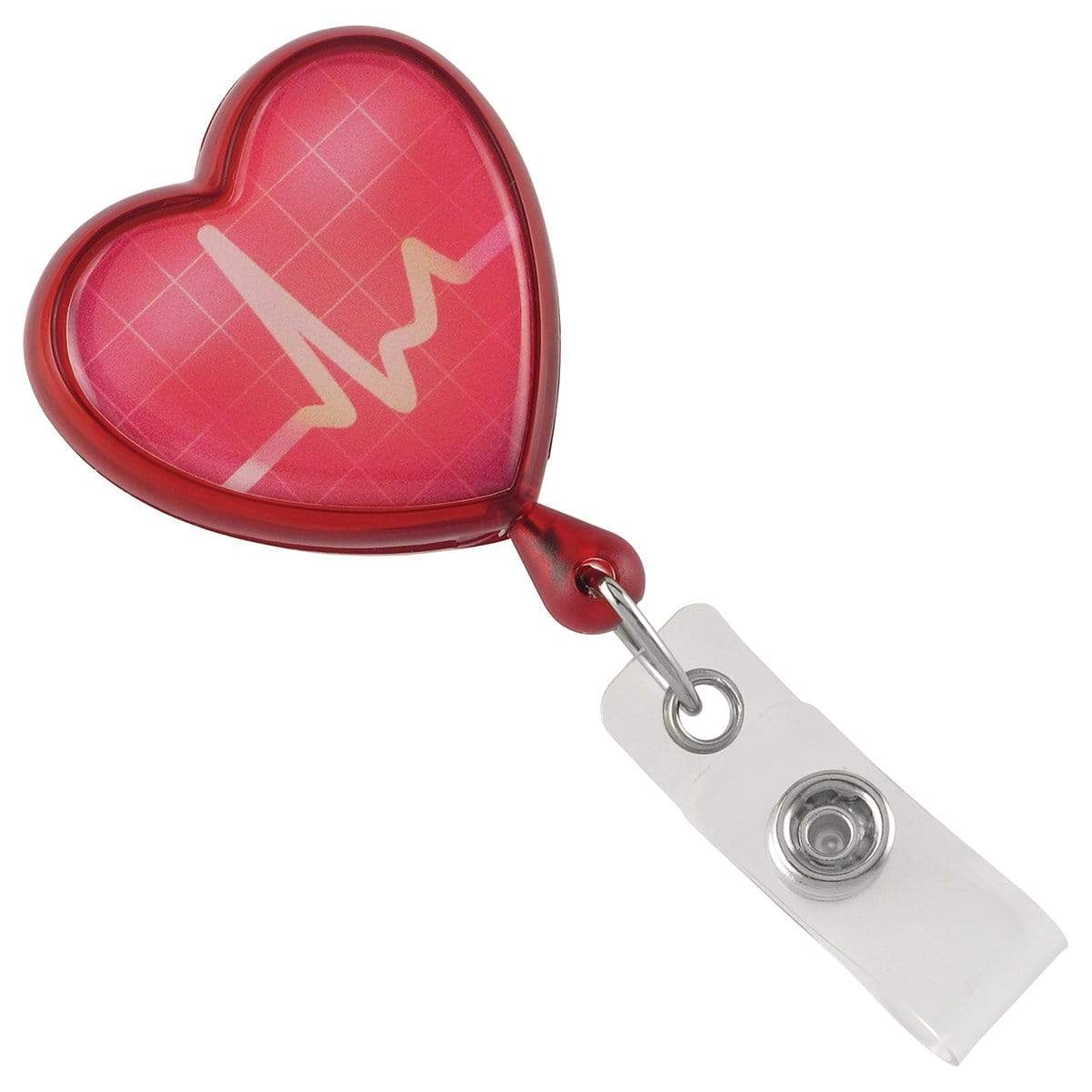 Heart Shaped EKG Themed Badge Reel with Swivel Spring Clip (2120-76XX)