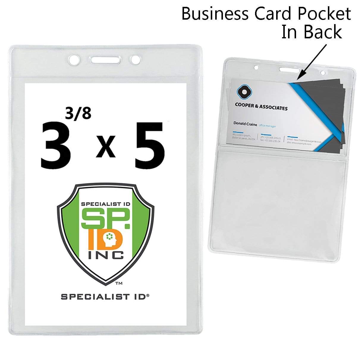 3 5/8 x 5 Special Event Badge & Credential Badge Holder with Business Card Pocket On Back (p/n 306-2P46)