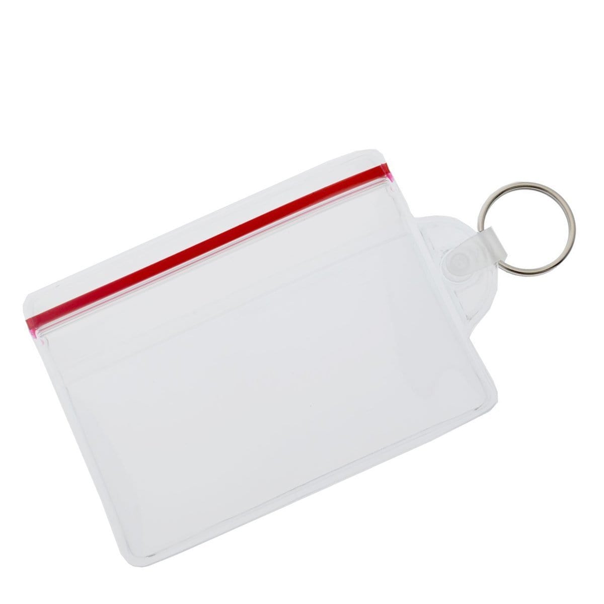 Clear Soft Horizontal Fuel Card or ID Badge Holder w/ Zipper Closure & Key Ring 506-ZHKR