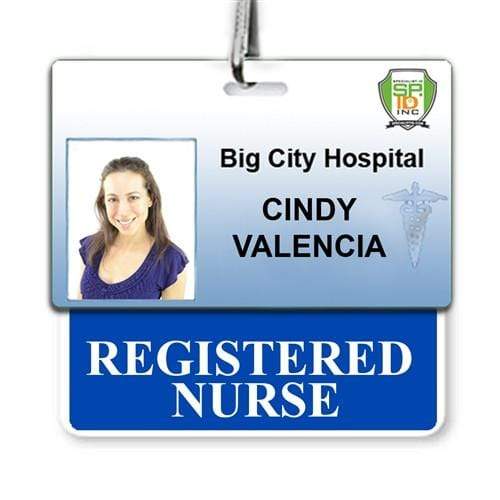 Registered Nurse Horizontal Badge Buddy with blue border and more