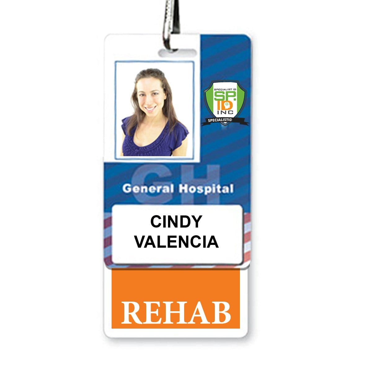 REHAB Vertical Badge Buddy with ORANGE Border and more Hospital