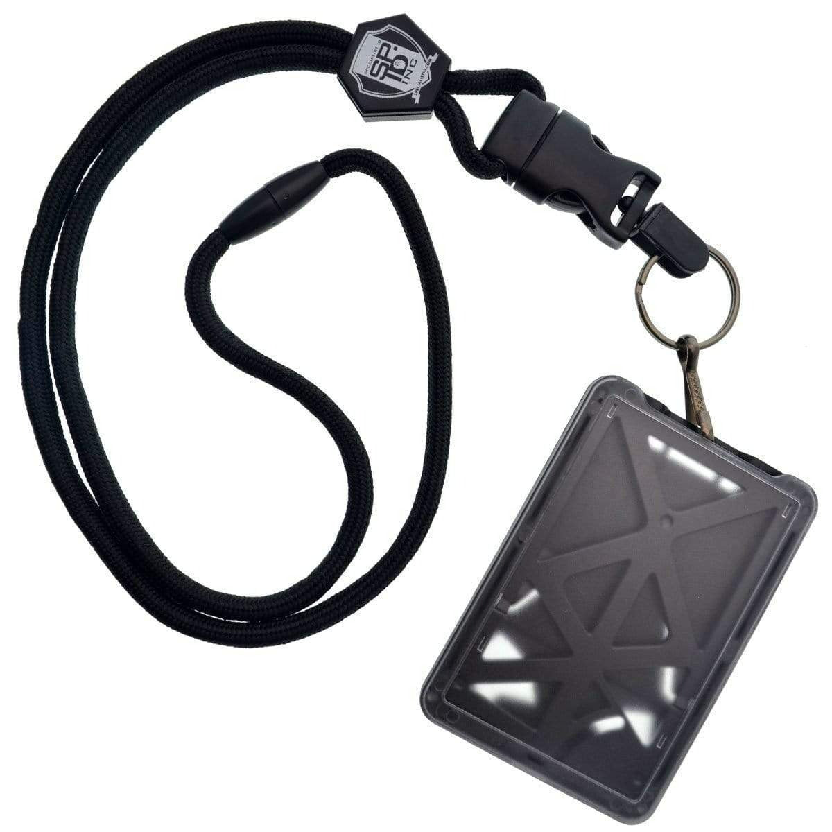 ID Neck Strap Lanyard, ID Card Holder & Retractable Reel Pass Badge  Holder Black