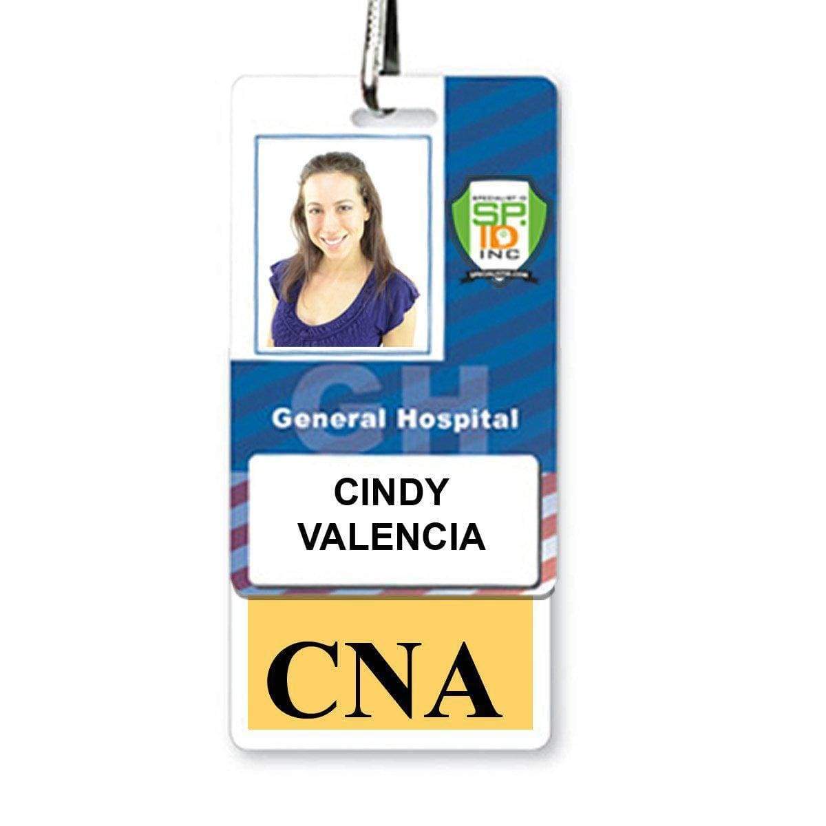 Cna BadgeBottom Badge Holder & Badge Buddy in One!! - Vertical ID Badge Sleeve with Bottom Role Tag for Nurse Assistants