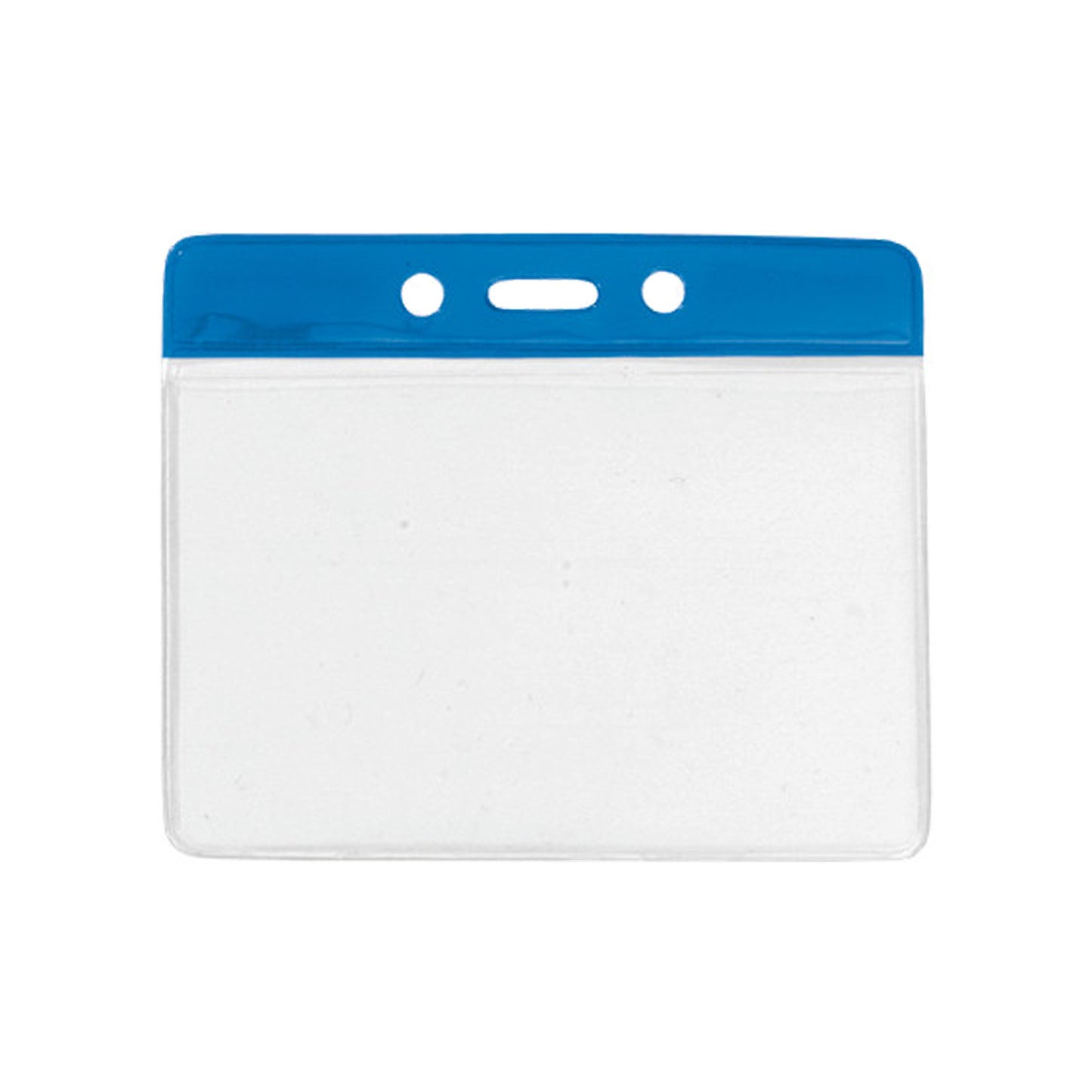 An oversize horizontal badge holder (P/N 1820-110X) features a blue top, three holes for secure attachment, and perfectly fits CR100 badges sized 3.85" x 2.68".