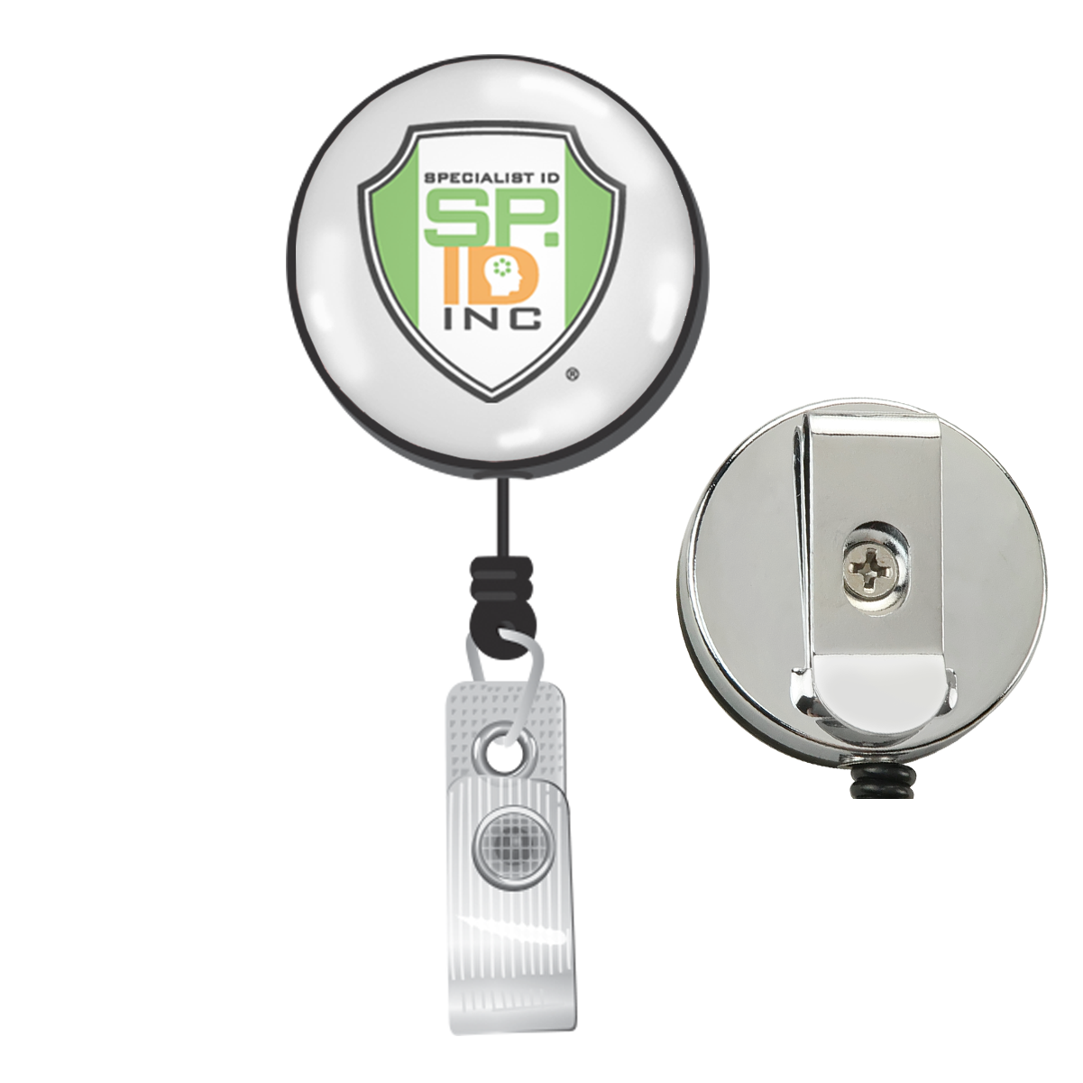  Bulk 100 Pack - Custom Badge Reels Retractable (Upload Your  Logo) with Belt Clip - Personalized Full Color Print Dome Label - Company Badge  Holders for Medical Staff, Office by