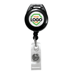 Custom Design Badge Reel that Attaches to Your Lanyard - Add Your Logo with a clear plastic strap clip, featuring a customizable logo space. Perfect for those seeking personalized badge reels to showcase their unique branding.