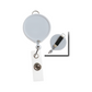 The Badge Reel with Lanyard Attachment and Belt Clip (P/N 2124-302X) is designed in white and includes a practical belt clip alongside a secure snap button for attaching ID cards.