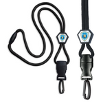 Metal Detector Friendly Heavy Duty Custom Lanyard with Diamond Slider, Breakaway Clasp & Quick Release Plastic Hook - MRI Safe (2135-45XX) with a detachable clip and a police badge emblem, featuring a breakaway clasp for added safety.