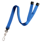 A Flat Wide Breakaway Lanyard with Swivel Hook - 5/8 Inch Width (2138-500X) in blue, featuring black clips on one end.