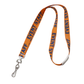 Orange "Event Staff" breakaway flat lanyard with a swivel hook, featuring bold blue text.