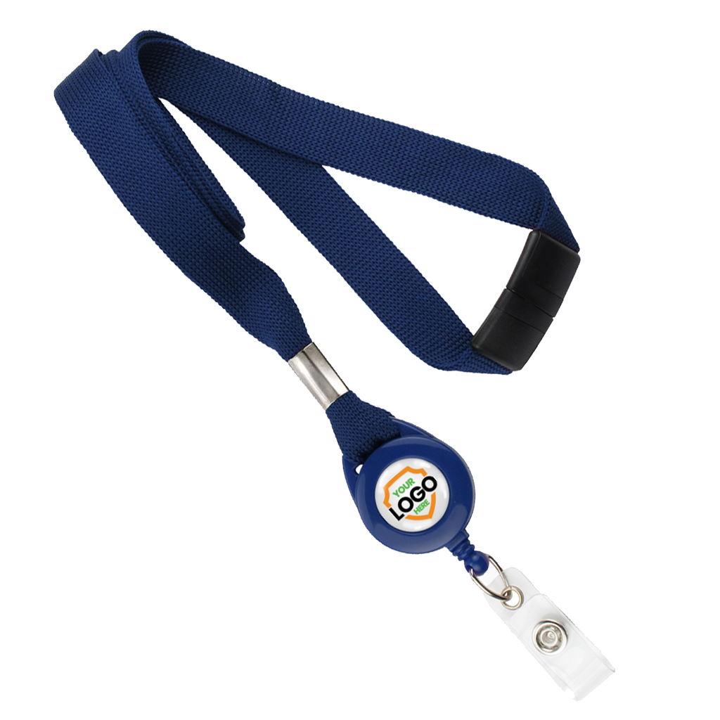 Navy Blue Badge Reel and Breakaway Lanyard Combo, Packaged and