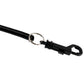 A Bungee Coil Keychain Lanyard with Black Stretchy Elastic Cord for Key or Swipe Card with a metal ring and a swivel trigger clasp.