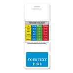 A chart titled "Pediatric Vital Signs" lists normal ranges for heart rate, BP/systolic, and respirations for infants, toddlers, preschoolers, school-aged children, and adolescents. Enhance your pediatric practice with an Oversized Fully Customizable Badge Buddy Vertical XL- (Extra Large Size) displaying these vital signs for quick reference.