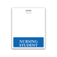 A horizontal badge backer with a white background includes a blue rectangular section at the bottom labeled "NURSING STUDENT," ideal for clinical environments. The Oversized NURSING STUDENT Badge Buddy helps identify you as part of the healthcare team, facilitating seamless integration and communication.