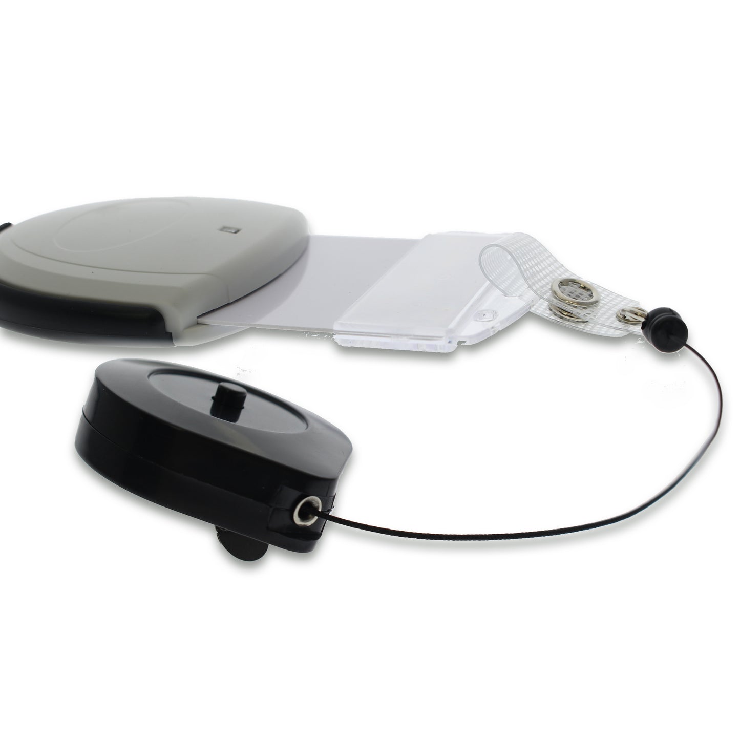 The Lock-A-Reel Self Locking PIV Card Reel features a transparent cardholder, providing secure ID badge display on a white background.