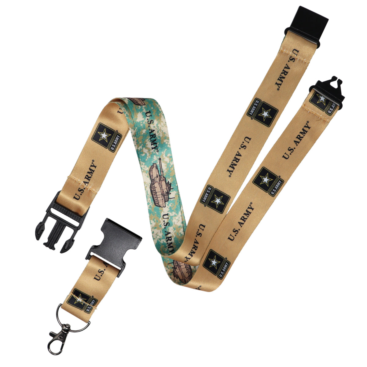 Strong Dual Detachable Clip Lanyard ID Neck Strap with Buckle