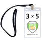 A Vertical Oversized 3x5 Vinyl ID Badge Holder (XL35V) with a black lanyard. The badge inside displays a logo with the text "Specialist ID Inc" and a shield emblem.