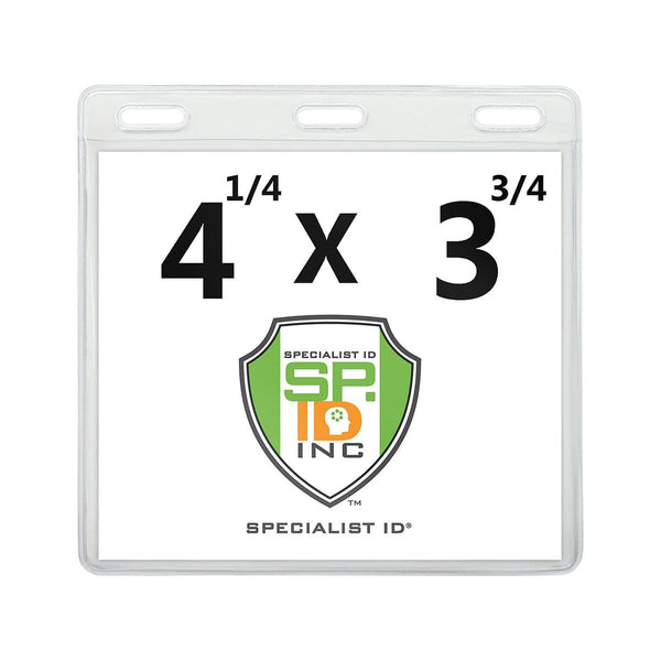 4x3 Badge Holder with Extra Room (4 1/4 X 3 3/4) For Laminated or Larger  Credentials - Clear Vinyl Horizontal Event Badge Holder (1840-1618) -  Default