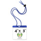 A 4x3 Inch Color Bar Event Badge with Adjustable Lanyard - Extra Large (Max Insert 4 3/8 X 3 1/2) Colored Name Badge with Matching Color Code Lanyard (1860-290X), displaying a card with dimensions 4 3/8 x 3 1/2 inches, featuring a Specialist ID Inc. logo.