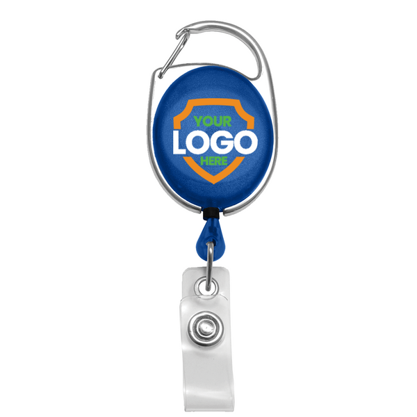 Custom Printed Oval Shaped Carabiner Badge Reels - Online Designer - Add  Personalized Logo or Graphic - Black