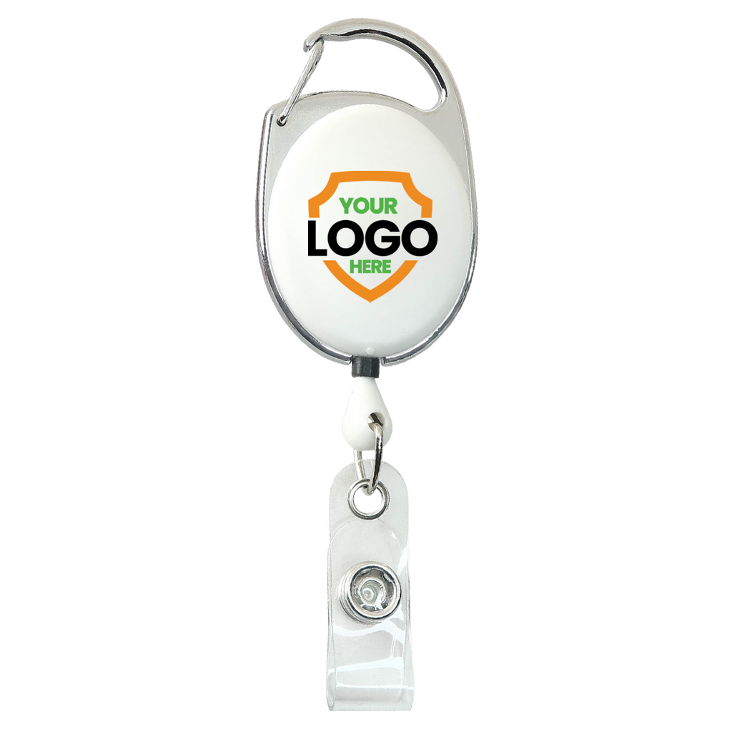 Custom Printed Oval Shaped Carabiner Badge Reels