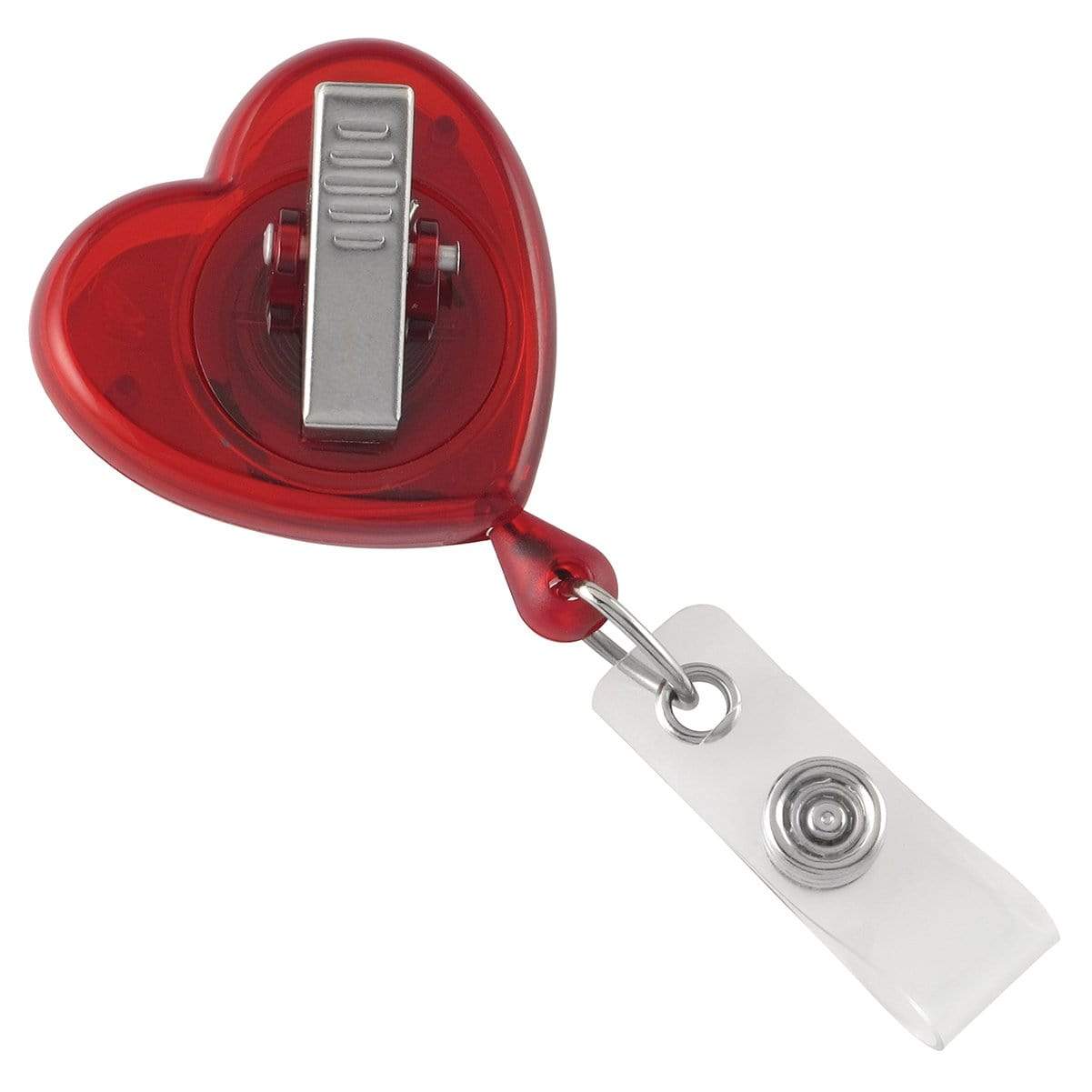 Heart Shaped EKG Themed Badge Reel with Swivel Spring Clip (2120-76XX) -  Translucent Red