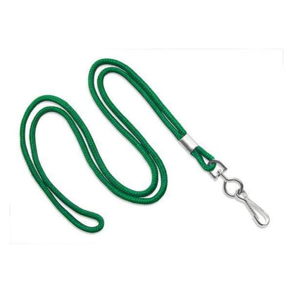 A Standard Non-Breakaway Round Lanyard with a Metal Swivel Hook (2135-300X) attached at one end, looped and placed on a white background.