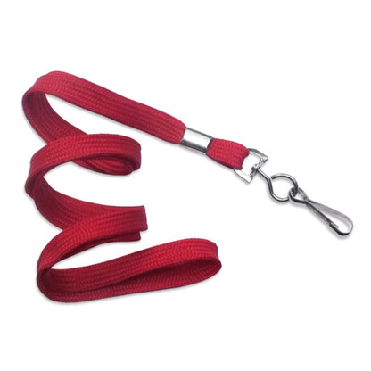 A Premium Economy Lanyard with Swivel Hook - 3/8 Flat Width Non-Breakaway Badge Lanyard (2135-350X), coiled in a looped shape.