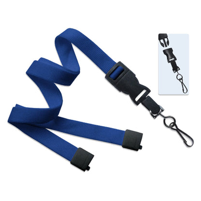 Black 5/8 (16 mm) Lanyard with Breakaway & Slotted Quick-Lock Reel And  Clear Vinyl Strap
