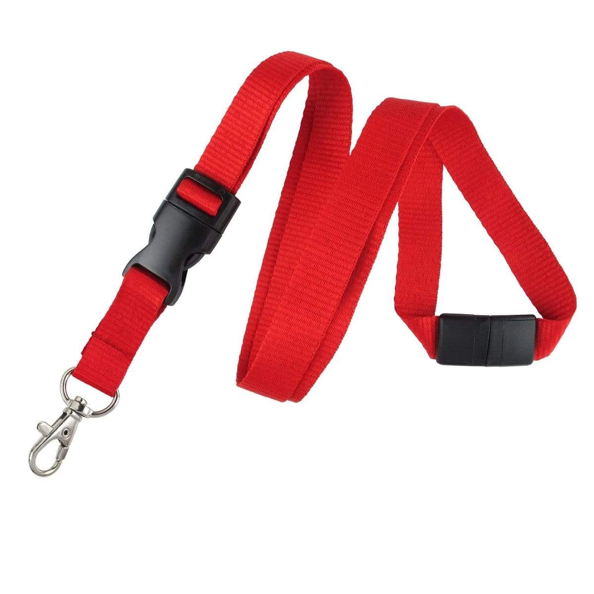 Single Sided Open Faced Horizontal Badge Holder & Premium Plain Breakaway Lanyards With Lobster Clip Multipack-Red-Black