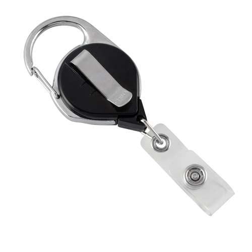 Black Carabiner No Twist Badge Reel With Latch Belt Clip 704-CLP-BLK ...