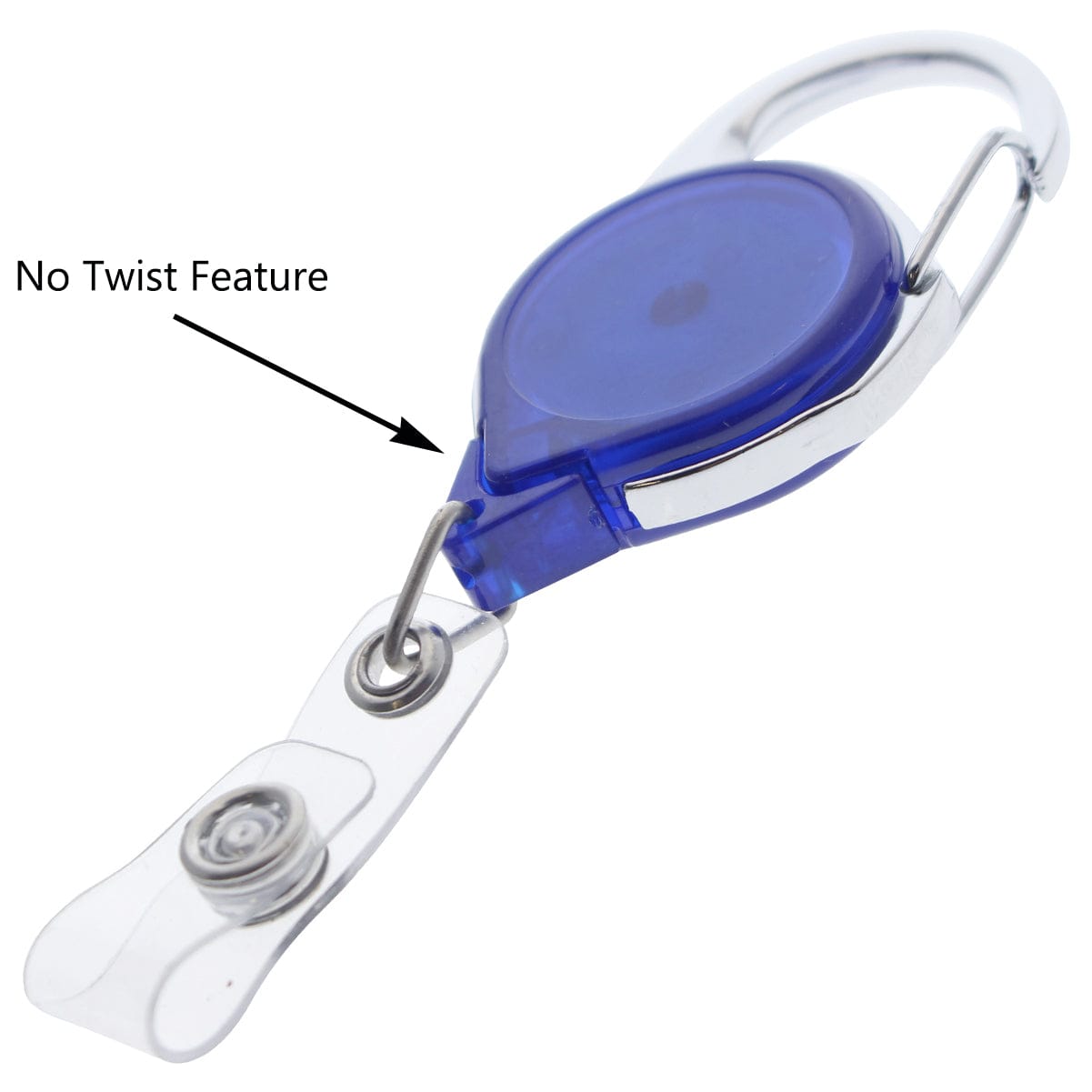 Blue Carabiner ID Card Reels Translucent with Reinforced Strap Clip (Pack  of 50)