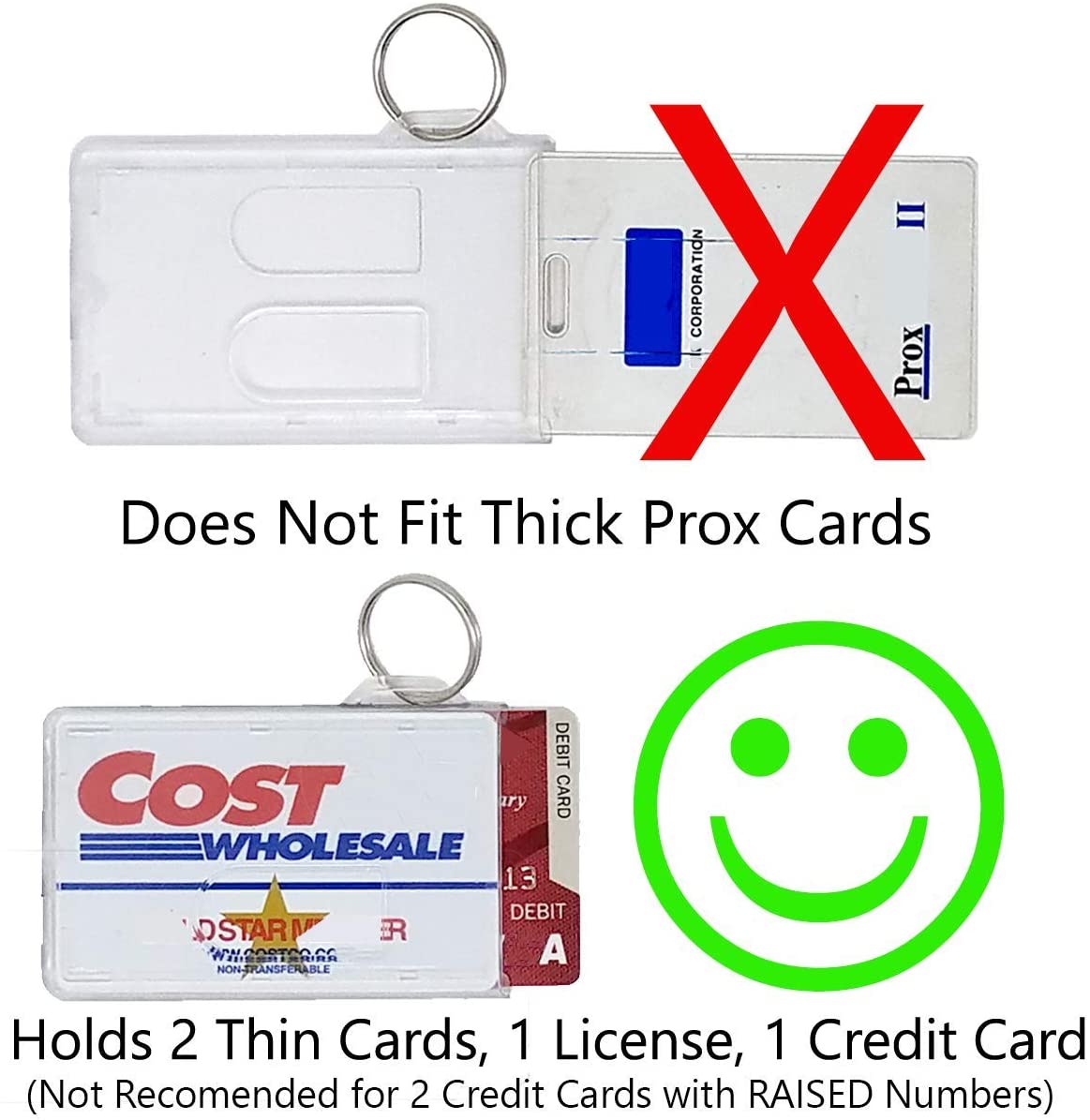 2 Fuel Card Keychain Holders - Rigid Plastic Badge & Key Card Holder w/ Key  Ring