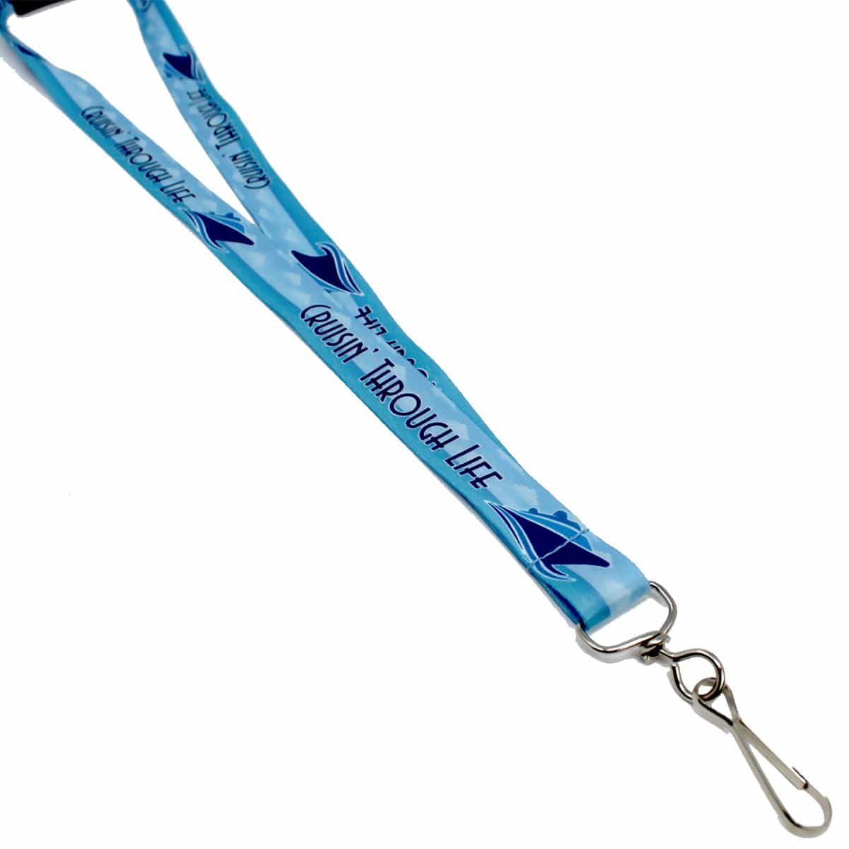 A Cruisin Through Life™ Lanyard in Sky Blue - Breakaway Neck Lanyard for Cruises, perfect for those who love cute and comfortable travel accessories.