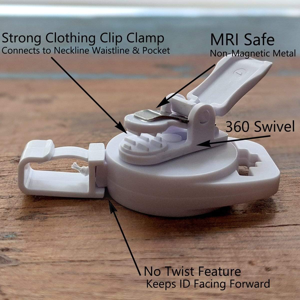 5 Pack - MRI Safe Badge Reels - Retractable Badge Holder Clips - Made of Plastic & Non-Ferrous Metal - I'd Reels Extending Lanyards for Nurse & MRI