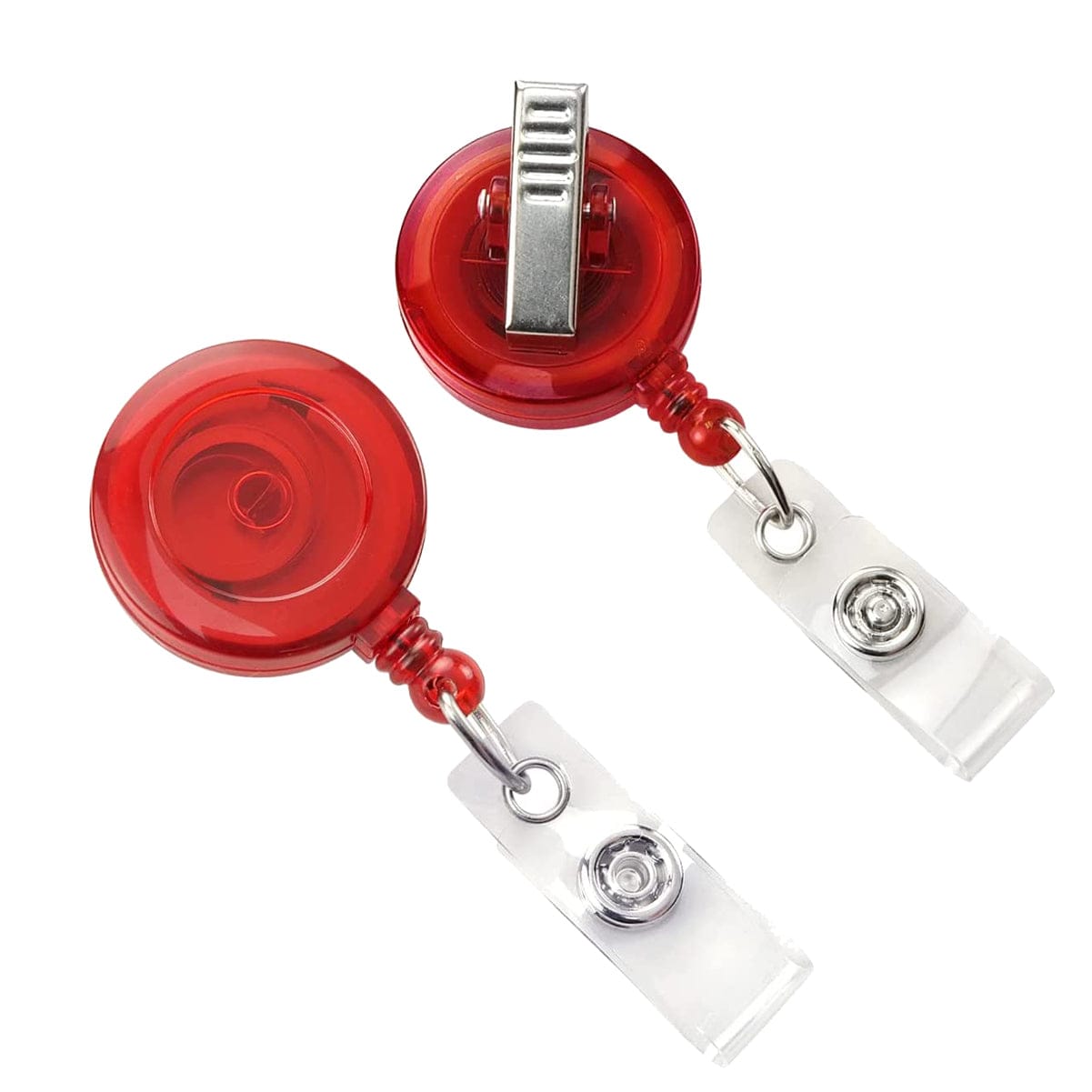 3/8 inch Red badge reel lanyard attached split ring with retractable ID  reel-blank-LNB32RNRED