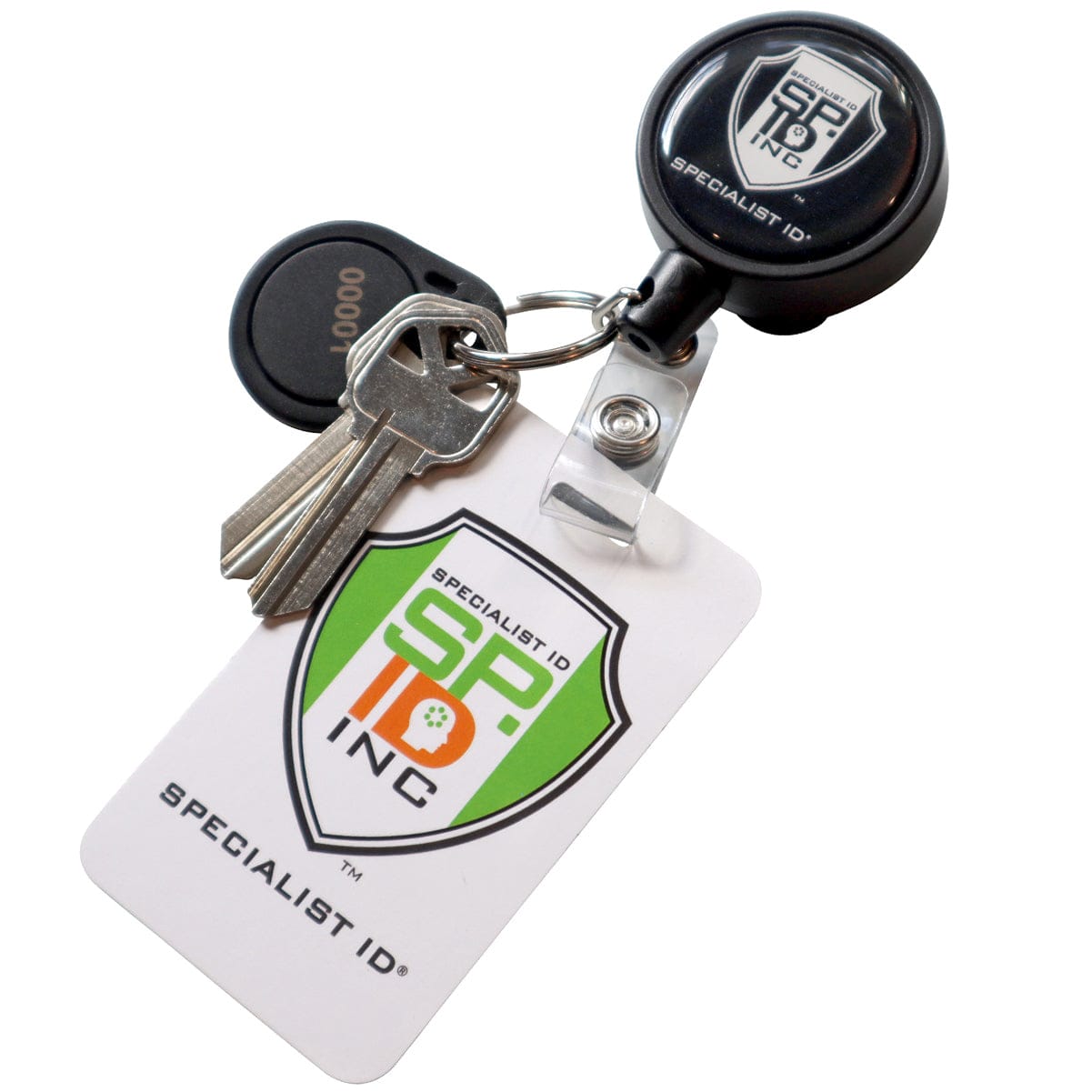 Heavy Duty Badge Reel With Belt Clip & Key Ring at