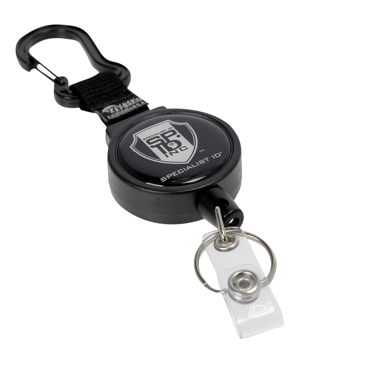 Spid Key-Bak Sidekick Heavy Duty Retractable Carabiner Badge Reel with ID Holder Strap & Keychain