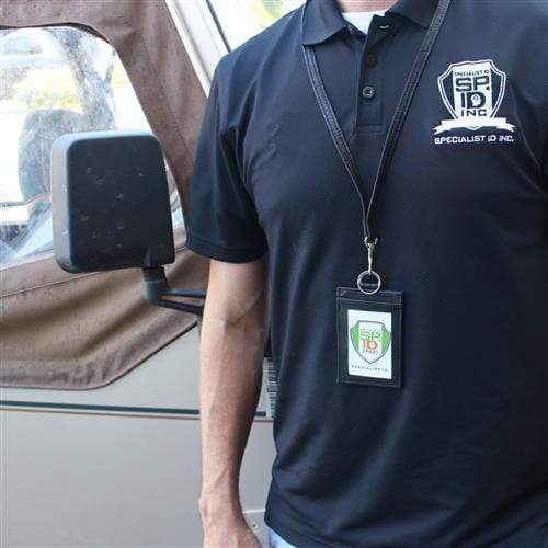 PU Leather ID Badge Holder, Unius ID Badge Holders with 2 Thumb